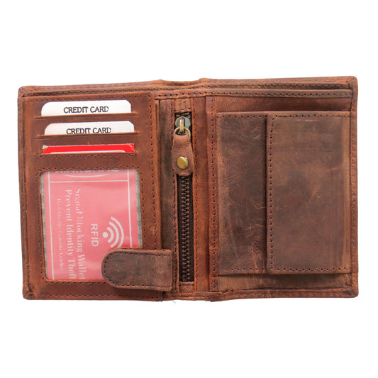 RFID Leather Wallet - Genuine Lambskin Leather ID & Credit Card Holder Bifold Leather Wallet with RFID - 4" x 5"