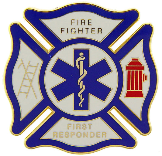 FIRE & EMS, Fire Fighter 1ST RESPONDER - Original Artwork, Expertly Designed PIN - 1.5'