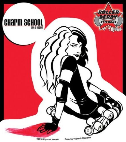 Charm School Art - Bloody Derby Roller Girl - Sticker / Decal