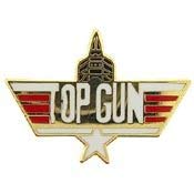 US TOPGUN - United States TOP GUN Navy Squadron, Military Navy Fighter Weapons School, w/ Jet SML - Lapel PIN - 1.125"