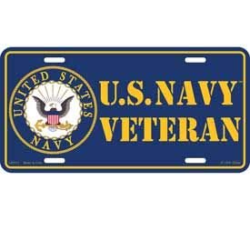 United State Navy Logo Veteran License, Plate - 6" X 12"