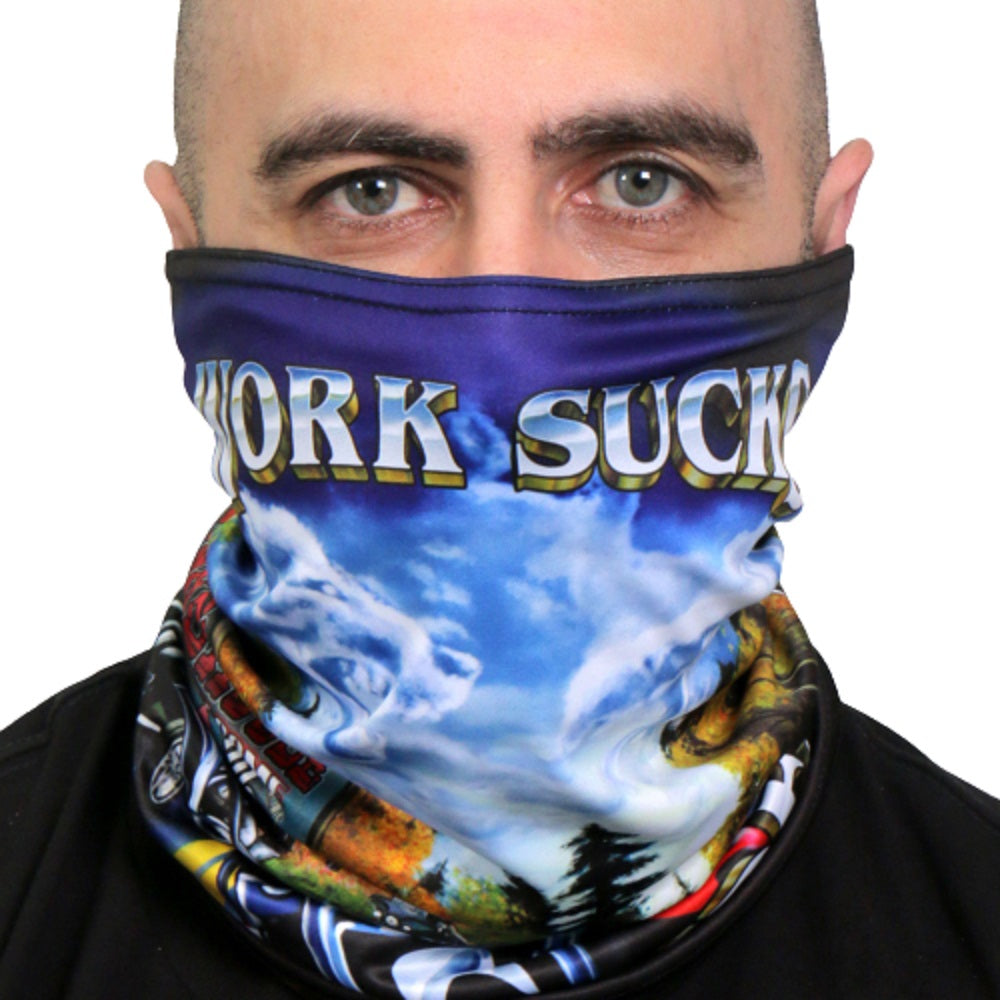 WORK S@@@S, TUBE NECK GAITER - Soft Breathable 100% Polyester Microfiber Lined Neck Warmer Face Cover NECK GAITER MASK