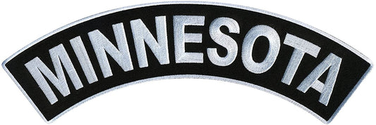 MINNESOTA TOP ROCKER, PATCH - US States Minnesota High Thread Iron-On Heat Sealed Backing Sew-On Biker's Large Patch - 12” x 3”