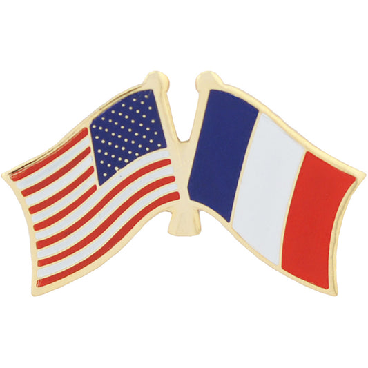 INTERNATIONAL, USA & FRANCE Cross Flags - Original Artwork, Expertly Designed PIN - 1.125"