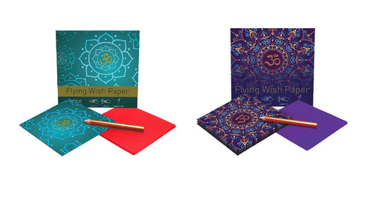 Flying Wish Paper Combo, Golden Om + Purple Om, Mini Kit Combos, 2 x Mini Kits - 5" x 5" Each
