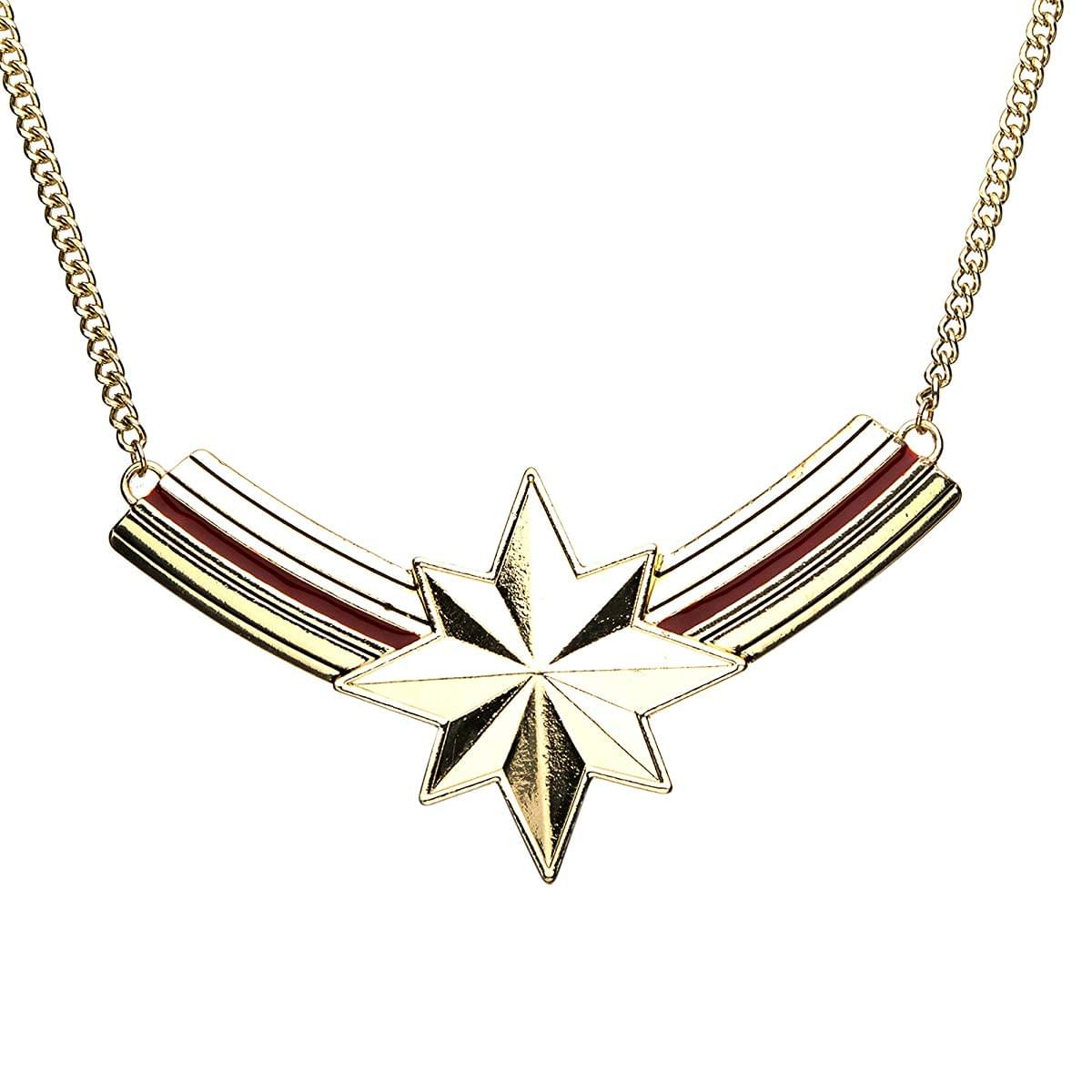 Marvel Comics Women's Captain Marvel Polished Finish Necklace, Gold, One Size