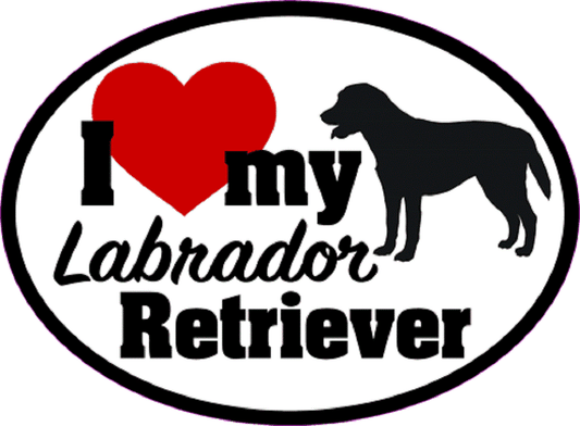 I LOVE MY LABRADOR RETRIEVER Sticker - Orignal Artwork Vinyl - Dog Lover's Oval Decal Sticker - 3.5" x 4.75"