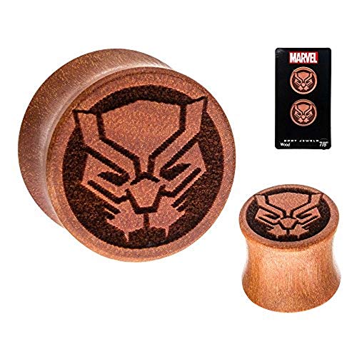 Marvel, Black Panther Double Flare Sawo Wood Plugs - 1/2" 12PR