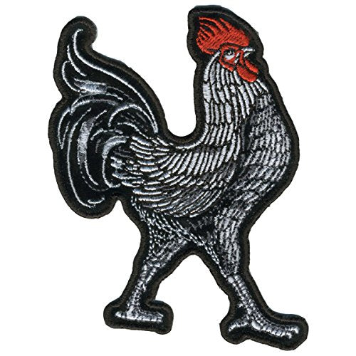 ROOSTER, Exceptional Quality Iron-On / Saw-On, Heat Sealed Backing Rayon PATCH - 3" x 4"
