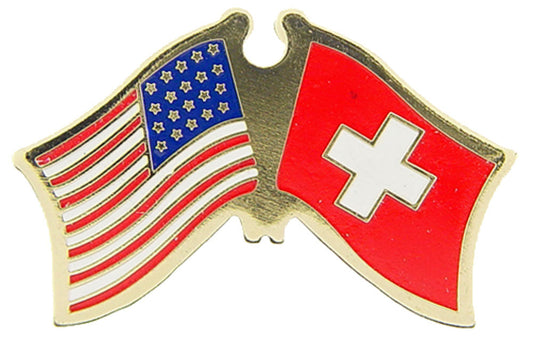 INTERNATIONAL, USA & SWITZERLAND Cross Flags - Original Artwork, Expertly Designed PIN - 1.125"
