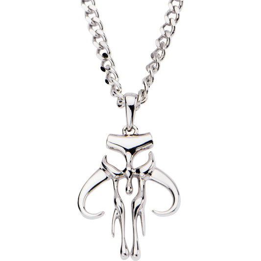 MANDALORIAN SYMBOL - Premium Quality 925 Sterling Silver Cut-Out Pendant, With Chain 24"