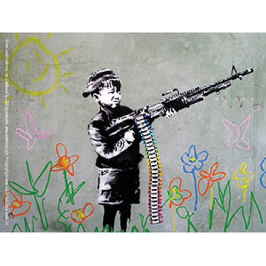 BANKSY's GRAFFITI CRAYON SHOOTER STICKER - Graffiti Artist Banksy Orignal Artwork Vinyl STICKER - 3.75" x 5"