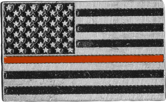 Thin Red Line on USA Flag, PIN - US Flag Patriotic Original Artwork, Expertly Designed Pewter Lapel Pin