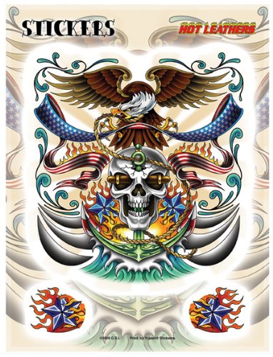 Nautical Skull Stars Tattoo Eagle Biker 6x8 Die-Cut Decal STICKER
