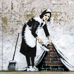 BANKSY's GRAFFITI Camden Maid Artwork Orignal Artwork Vinyl STICKER - 4" x 4"