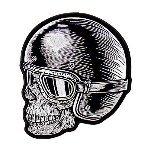 Z RIDER SKULL HEAD, Thread Embroidered Iron-On / Saw-On Rayon PATCH - 8" x 9"