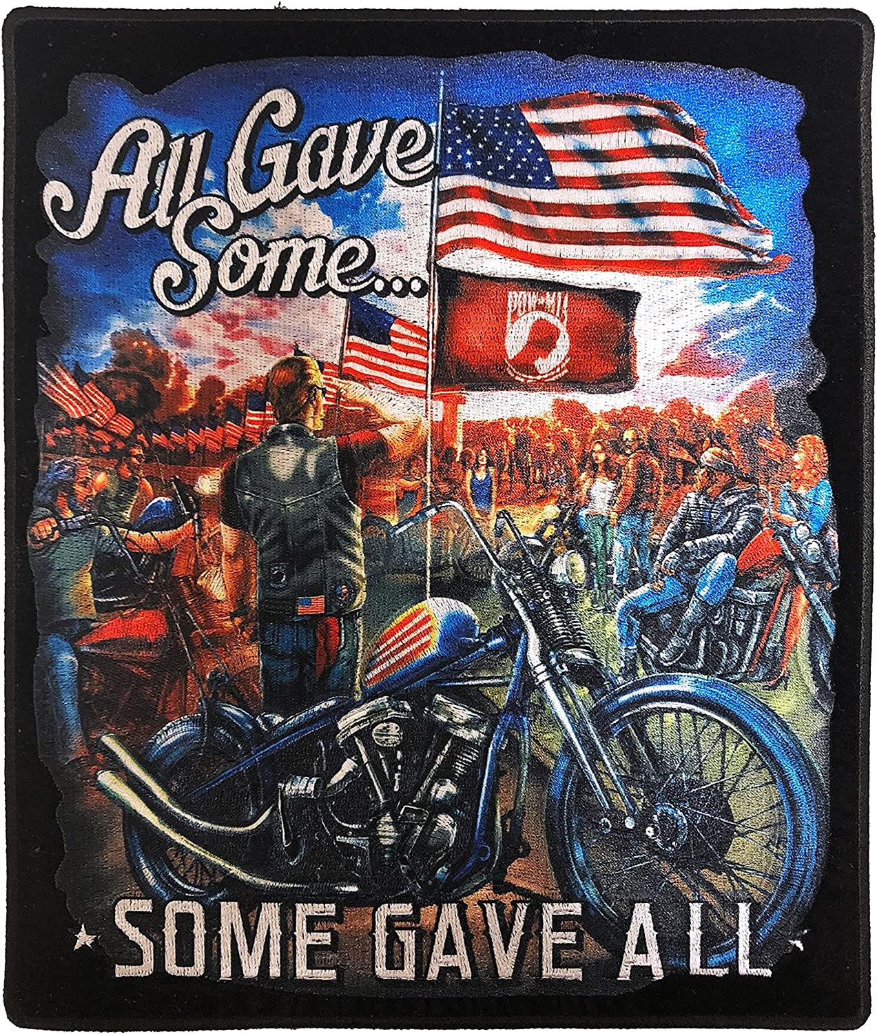"ALL GAVE SOME, SOME GAVE ALL" REMEMBRANCE, PATCH - High Thread Iron-On Heat Sealed Backing Sew-On Biker's Large Patch - 8.5" x 10"