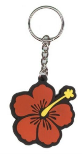 NSI - Iconic Hawaiian Hibiscus Eye Catching Keychain - Red/Black - Unique High Quality Keychain - 1.75" x 2.25"