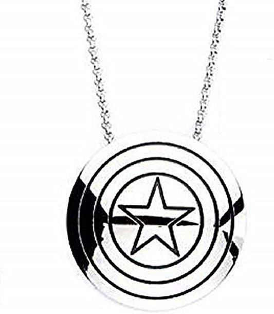 Captain America Shield Logo - Stainless Steel Pendant with Chain Necklace