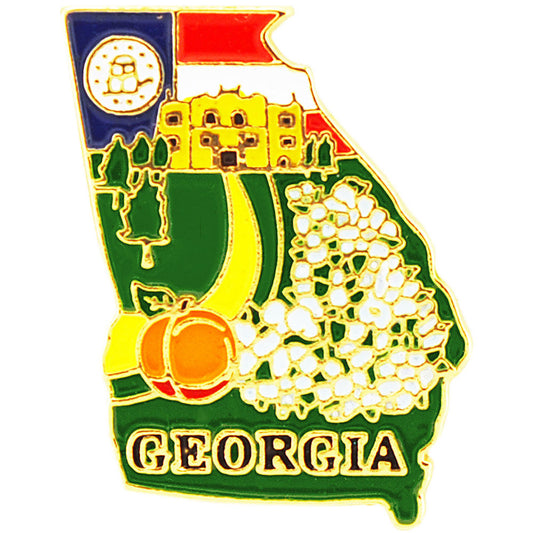 USA STATES, GEORGIA Map - Original Artwork, Expertly Designed PIN - 1"