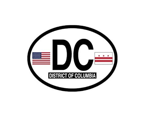 DISTRICT OF COLUMBIA FLAG, Waterproof UV Coated, Famous Reflective OVAL Sticker DECAL , 3.5" x 4.75"