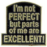 I'M NOT PERFECT BUT PARTS OF ME ARE EXCELLENT PIN - Backpack Enamel Lapel Pin - 1"