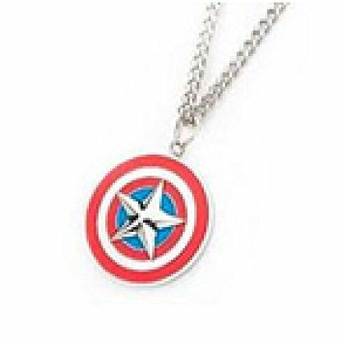 MARVEL, CAPTAIN AMERICA 3D STAR, Stainless Steel Shield Chain Pendant - Necklace