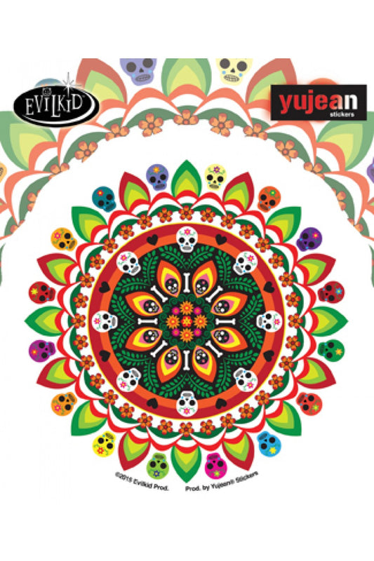 EVILKID MUERTOS MANDALA STICKER - Evilkid Orignal Artwork Premium In / Out Door Decal Die-Cut STICKER