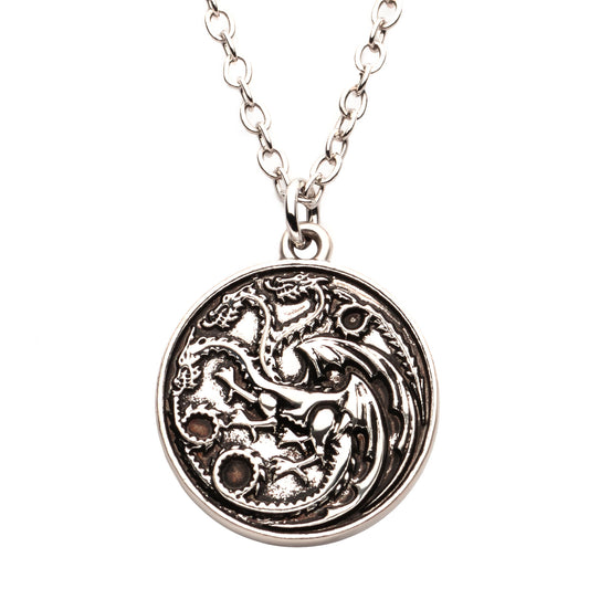 HOUSE OF THE DRAGON TARGARYEN NECKLACE - Officially Licensed Targaryen Sigil Pendant Jewelry Necklace - Chain - 0.7" x 0.7"