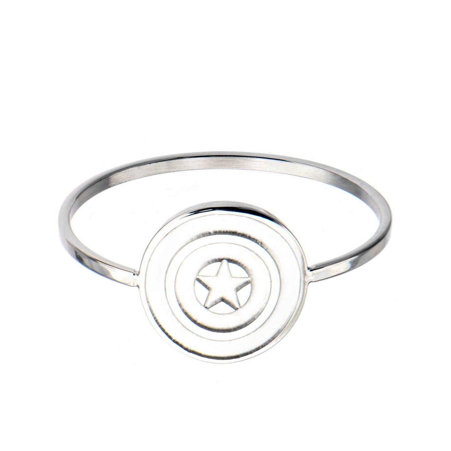 Captain America Shield Logo - Stainless Steel Premium Quality Womens Polished Ring, Size - 8