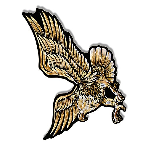 EAGLE IN FLIGHT, Outstanding Quality Iron-On / Saw-On Heat Sealed Backing High Thread Rayon PATCH - 12" x 8"