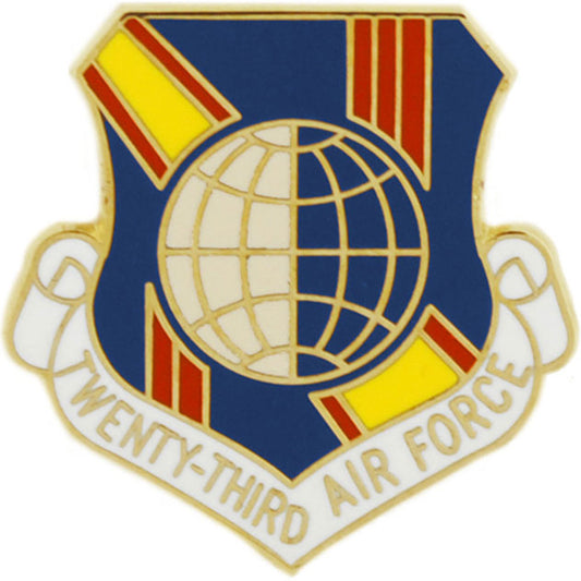 U.S. AIR FORCE, 23rd Air Force SHIELD - Original Artwork, Expertly Designed PIN - 1"