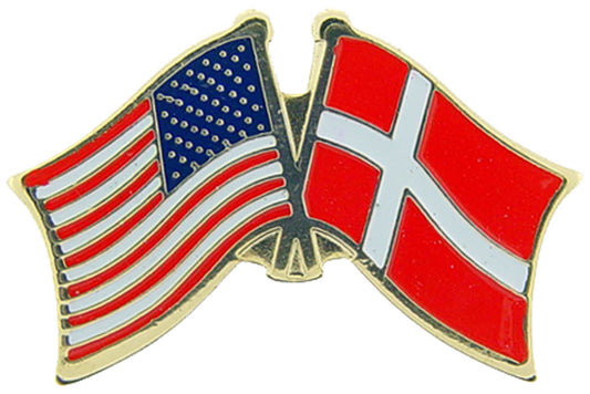 INTERNATIONAL, USA & DENMARK Cross Flags - Original Artwork, Expertly Designed PIN - 1.125"