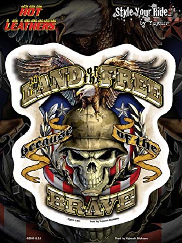Land Of The Free Because Of The BRAVE, Orignal Artwork Die-Cut - Decal Sticker - 6" x 8"