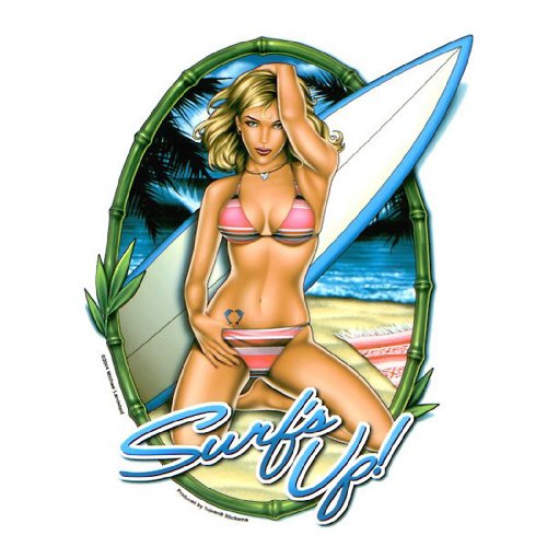 Michael Landefeld - Surf's Up Pin-up Girl - Sticker / Decal