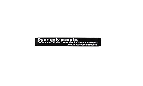 Dear Ugly People Motorcycle Helmet Stickers - Novelty Artwork Decals, 4" x 1"