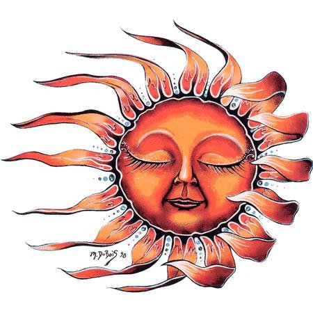 Sleeping Sun - Weather Resistant, Extra Long Lasting - STICKER DECAL - 6" x 5.5"