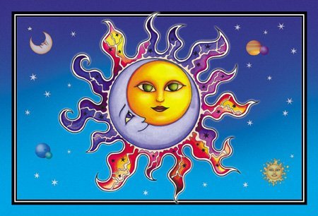 Sun and Moon - Dan Morris, Set of 2 Mailable POSTCARD for Travel Welcome Invitations Holiday Thank you Cards - 6" x 4"