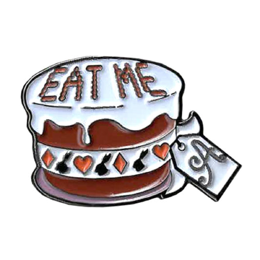 EAT ME CAKE ENAMEL PIN - Alice Icon Eat Me Cake Novelty Backpack Cute Enamel Lapel PIN