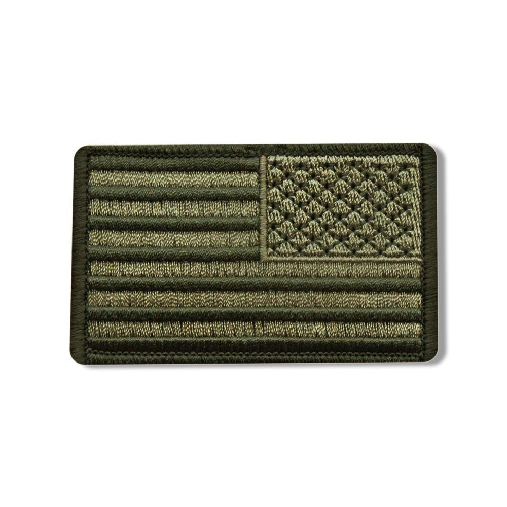 RIGHT ARM FLAG WOOD, Iron-On / Saw-On Rayon PATCH - 3" x 2", Heat Sealed Backing