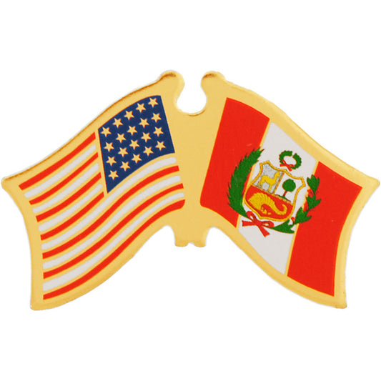 INTERNATIONAL, USA & PERU Cross Flags - Original Artwork, Expertly Designed PIN - 1.125"
