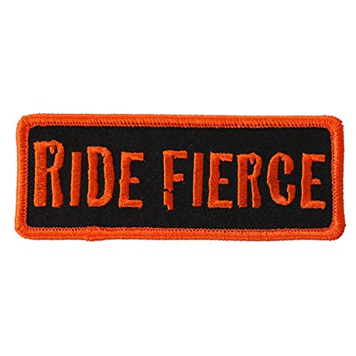 RIDE FIERCE, High Thread EMBROIDERED Iron-On / Saw-On Rayon PATCH - 4" x 2"