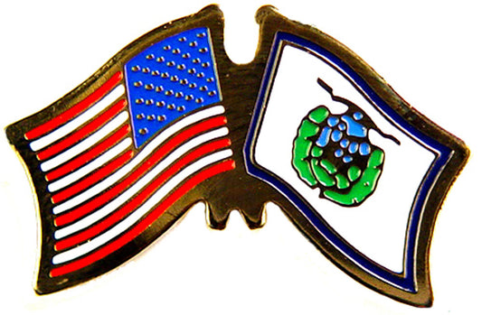 USA STATES, USA & WEST VIRGINIA Cross Flags - Original Artwork, Expertly Designed PIN - 1.125"