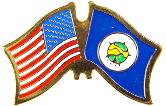 USA STATES, USA & MINNESOTA Cross Flags - Original Artwork, Expertly Designed PIN - 1.125"