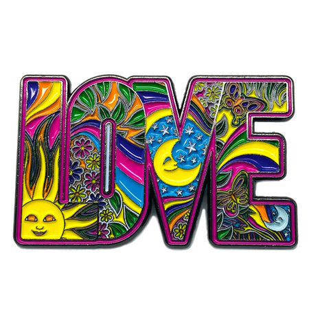 DAN MORRIS LOVE PIN - Love w/ Extra Thick Raised Epoxy Resin Shiny Enamel Lapel Pin - 2" x 1.25"