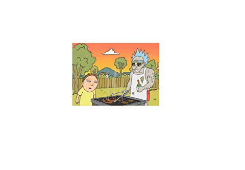 RICK and MORTY, BBQ Scene - Licensed Original Artwork, Fridge MAGNET, 2.5" x 3.5"