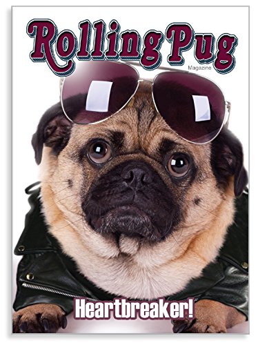 PUGGO Pugs Art Collection, ROLLING PUG PUGGO - Officially Licensed Pug Heavy Duty MAGNET - 2.5" x 3.5"