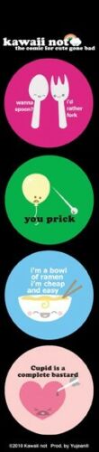Kawaii Not - Humor Sticker Set 2 - Set of 4 Stickers / Decals