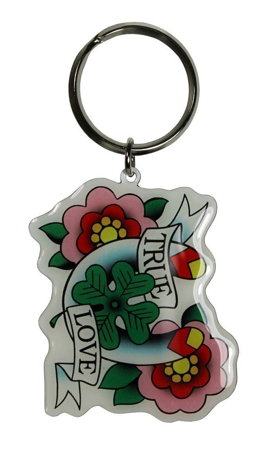 True Love Tattoo Design Metal Keychain - 2.25" x 2"