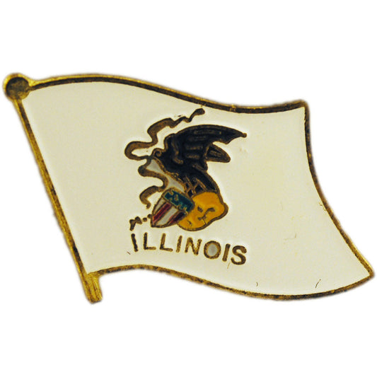 American Flag Pin, US STATES ILLINOIS Flag - Novelty Patriotic Enamel Lapel PIN - 1"